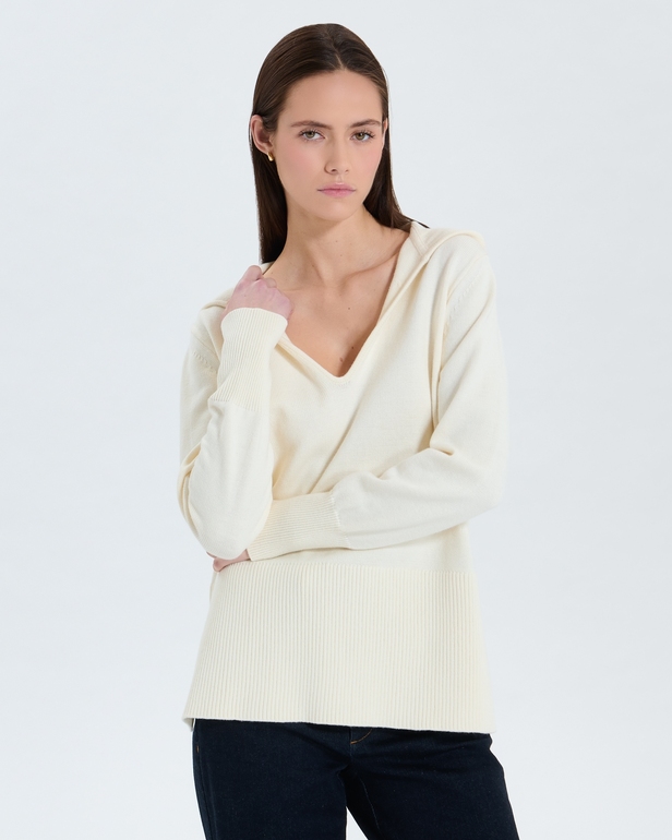 Novalie sweater Ecru hooded sweater ZAPA