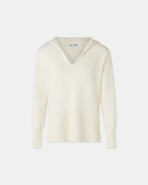 Novalie sweater Ecru hooded sweater ZAPA