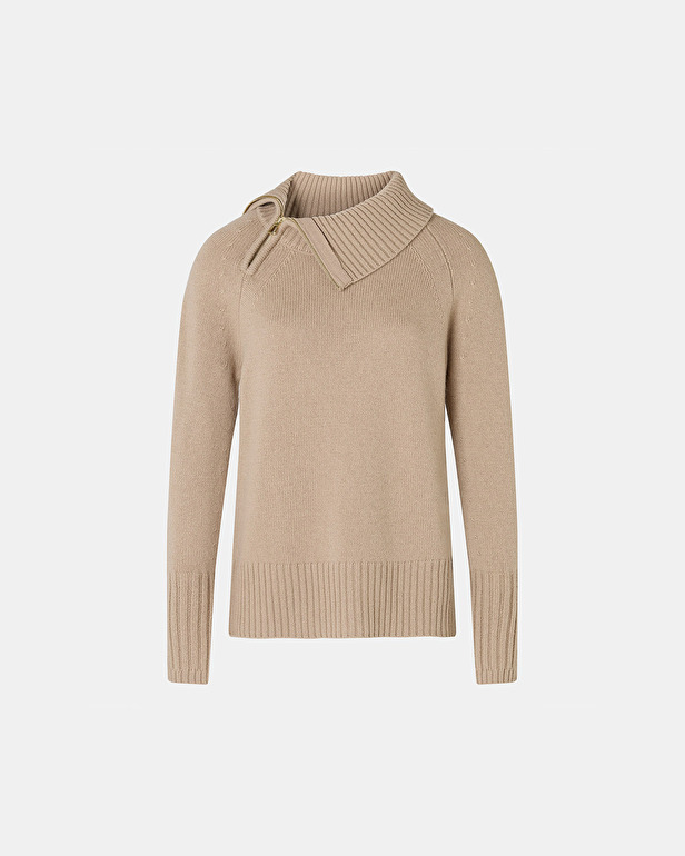 Nuala sweater Camel asymmetrical collar sweater ZAPA