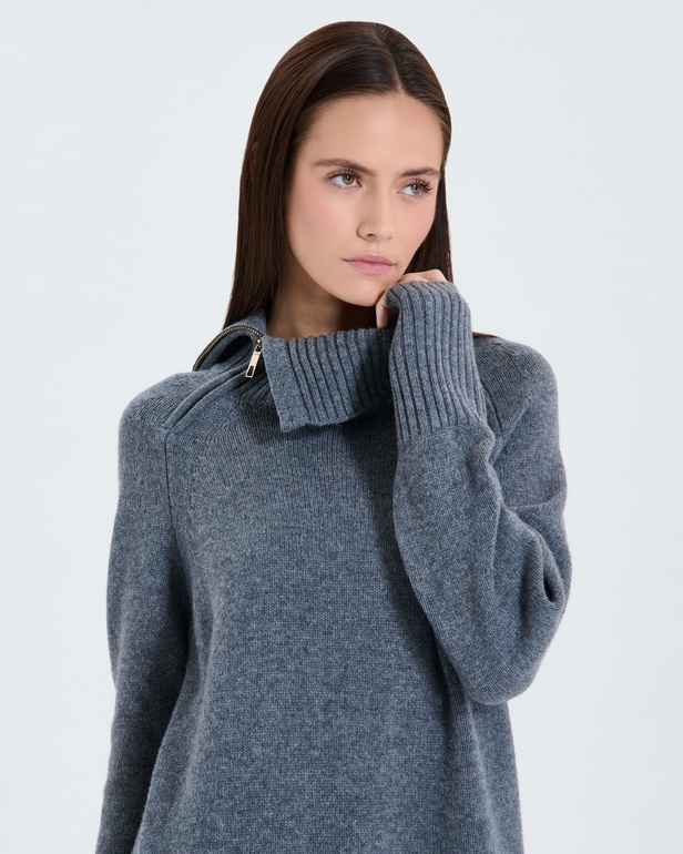 Nuala sweater Gray wool hooded sweater ZAPA