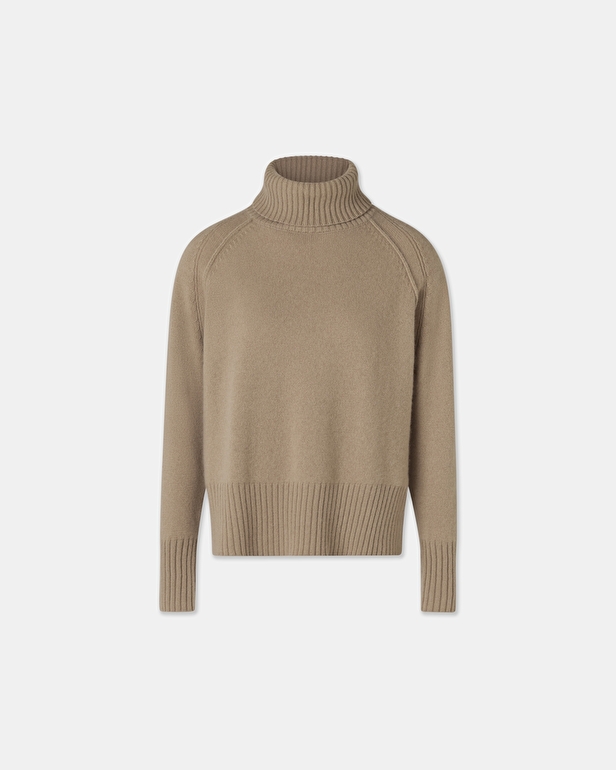 Nefeli Sweater Camel Loose Turtleneck Sweater ZAPA