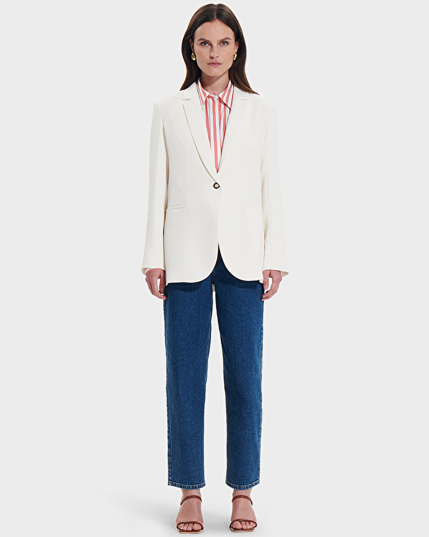 Victorina jacket Ecru crepe suit jacket ZAPA