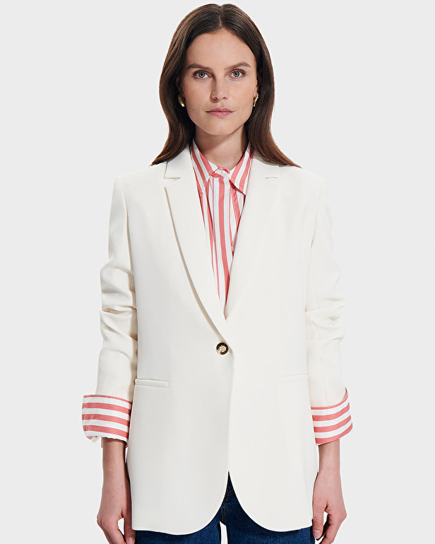 Victorina jacket Ecru crepe suit jacket ZAPA
