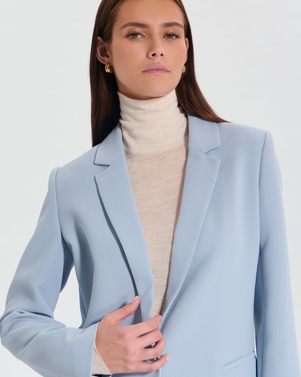 Victorina Jacket Sky blue crepe suit jacket ZAPA