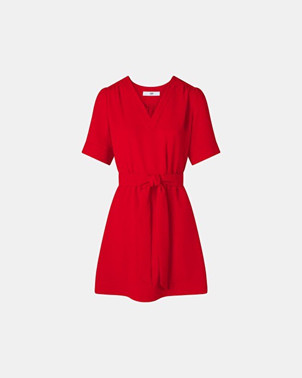 Retie dress Red fitted straight dress ZAPA