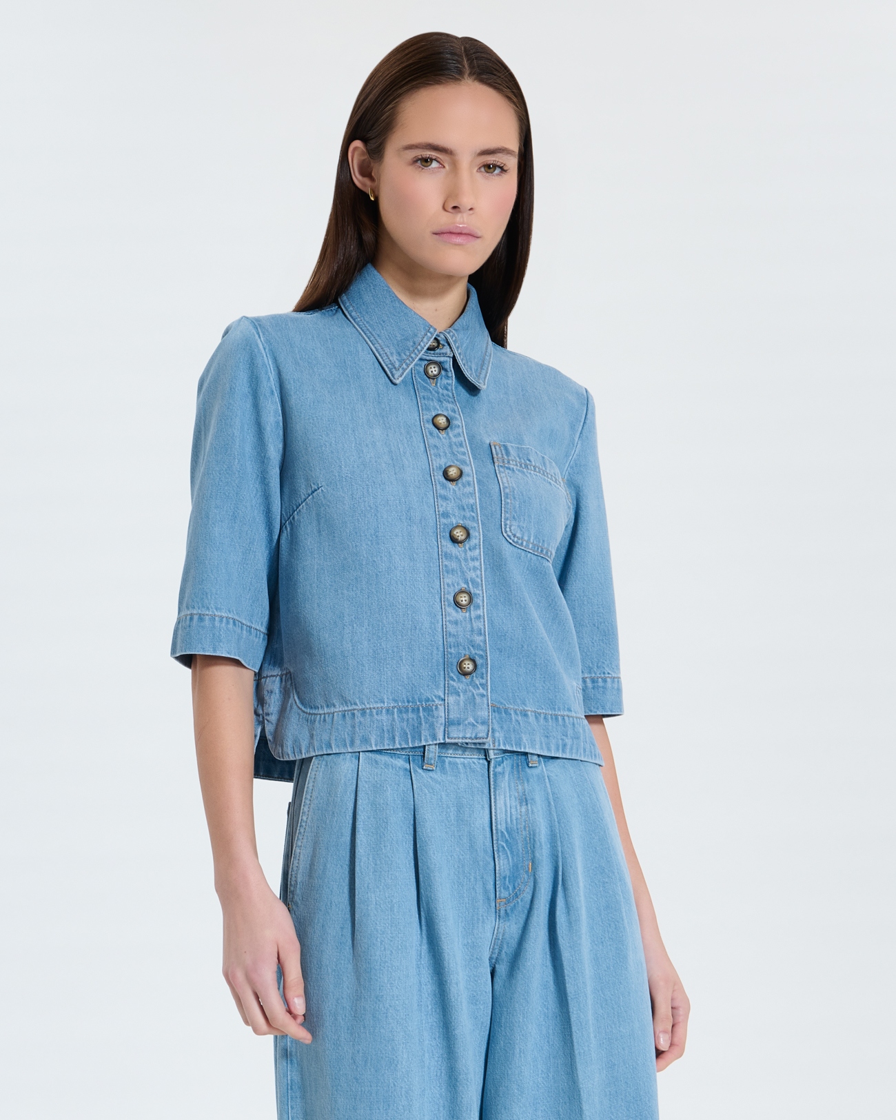 Top Celina Light blue short shirt ZAPA
