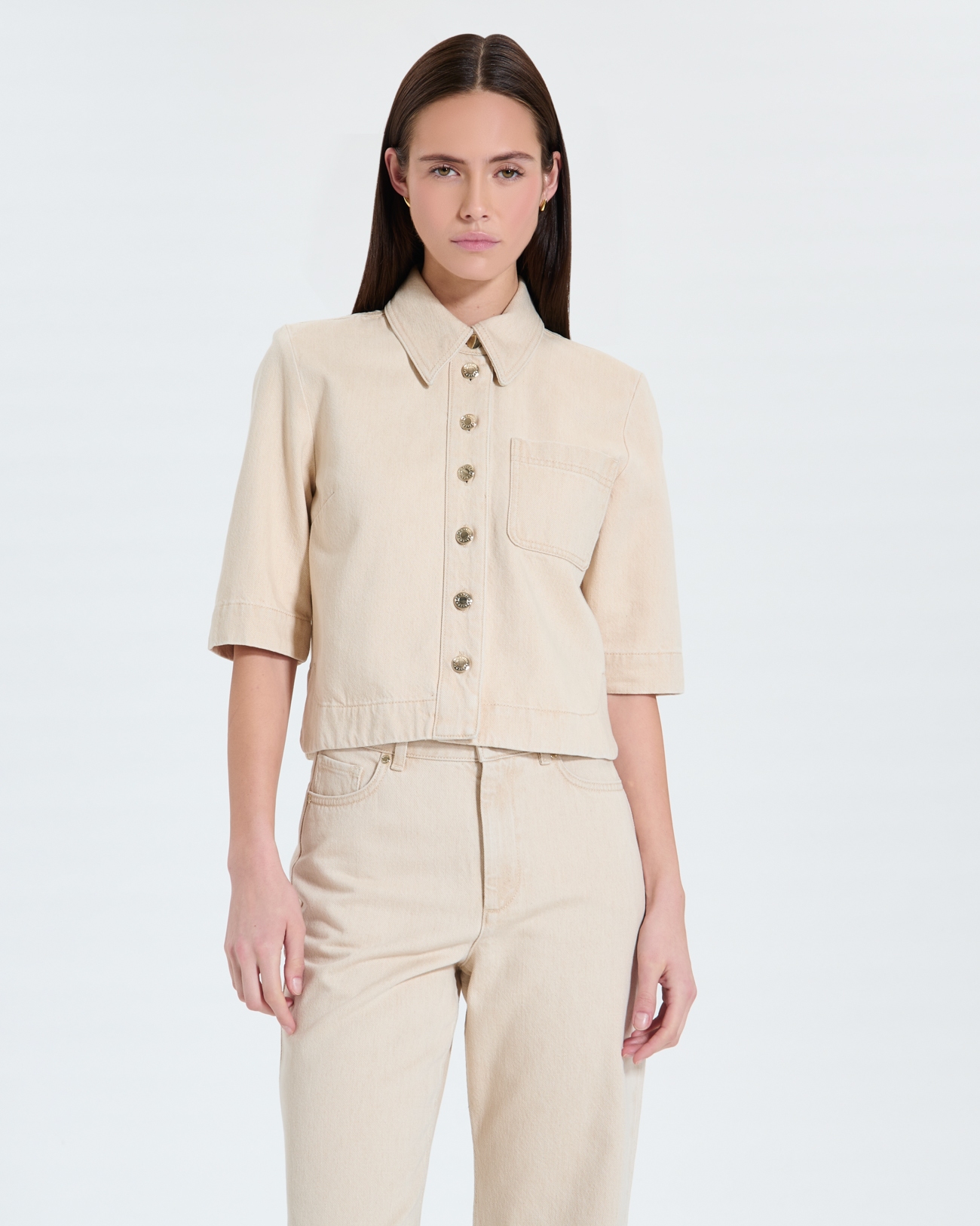 Top Celina Short beige denim shirt ZAPA