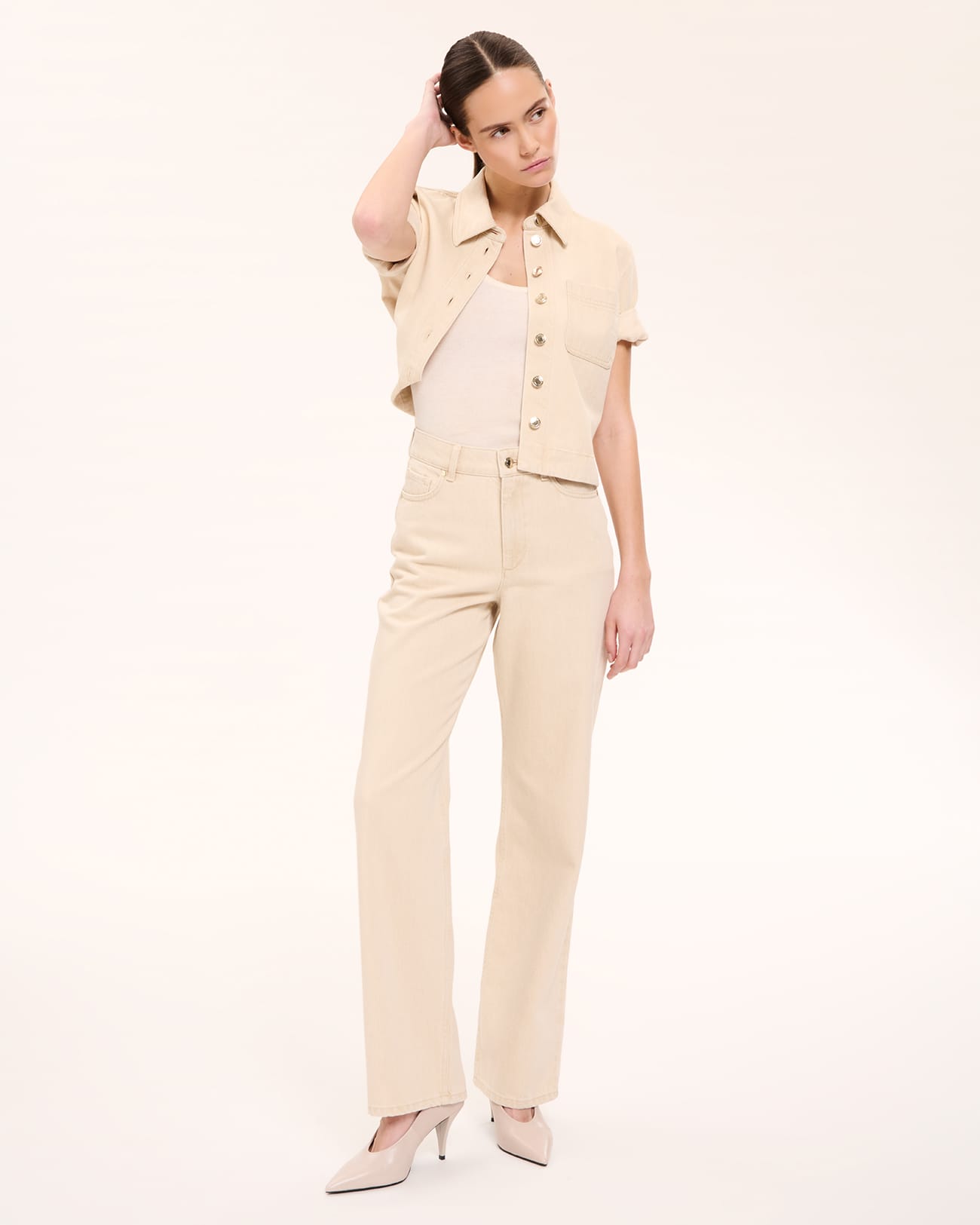 Top Celina Short beige denim shirt ZAPA