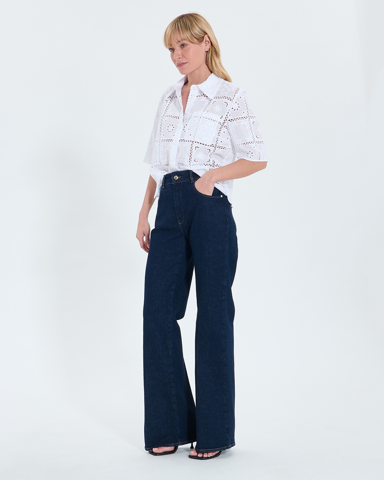 Top Celiana Ecru English embroidery shirt ZAPA