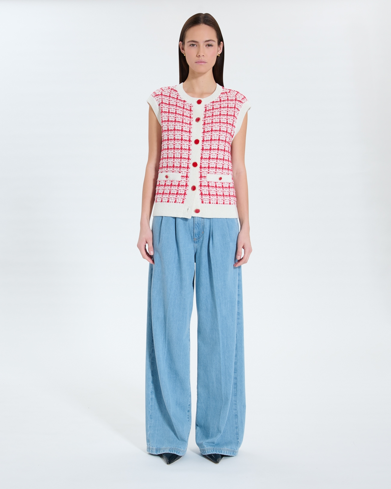 Gareth sweater Two-tone tweed-style sleeveless vest ZAPA