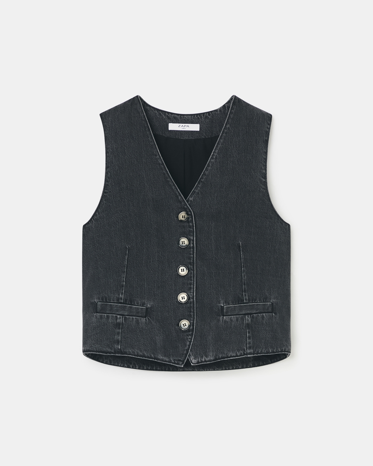 Gianno Cardigans Sleeveless black denim vest ZAPA