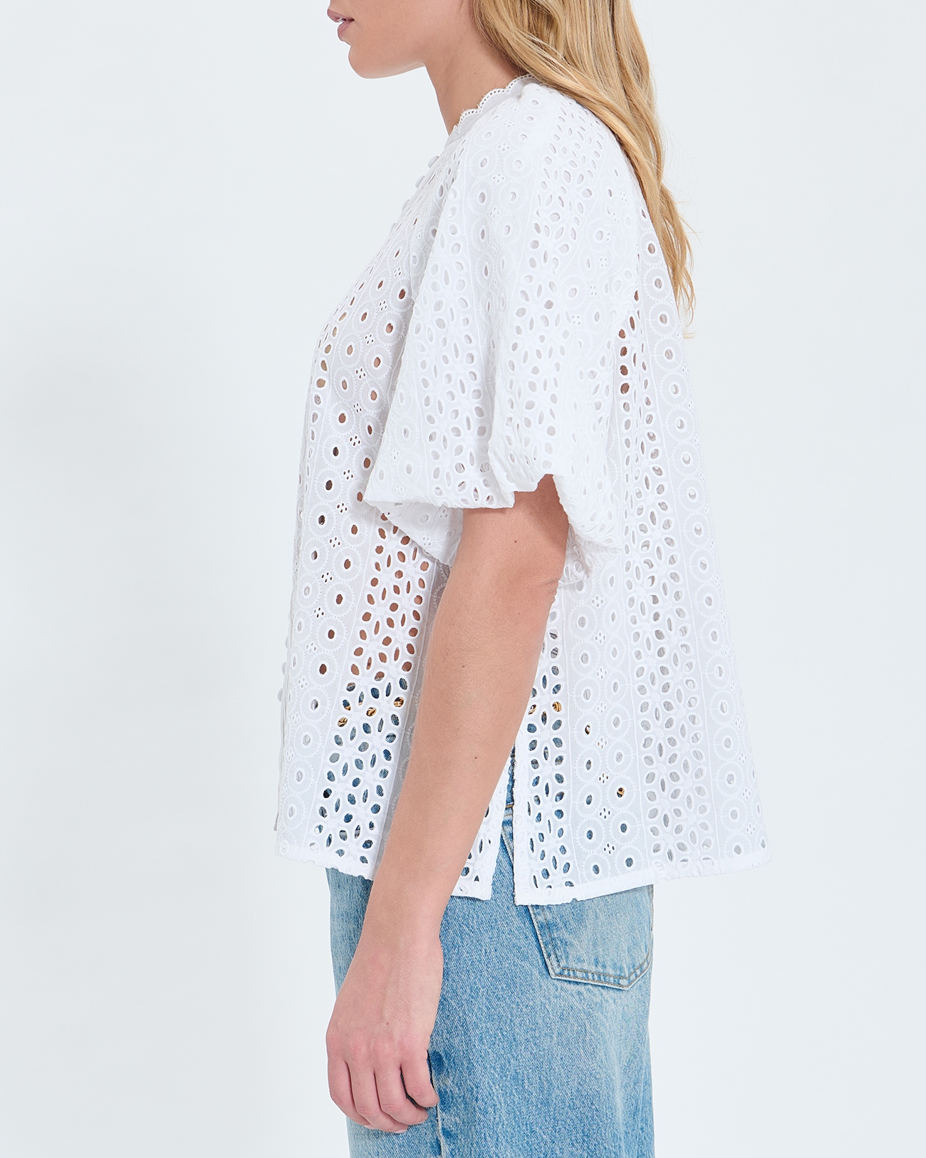 Bamako shirt Ecru English embroidery blouse ZAPA