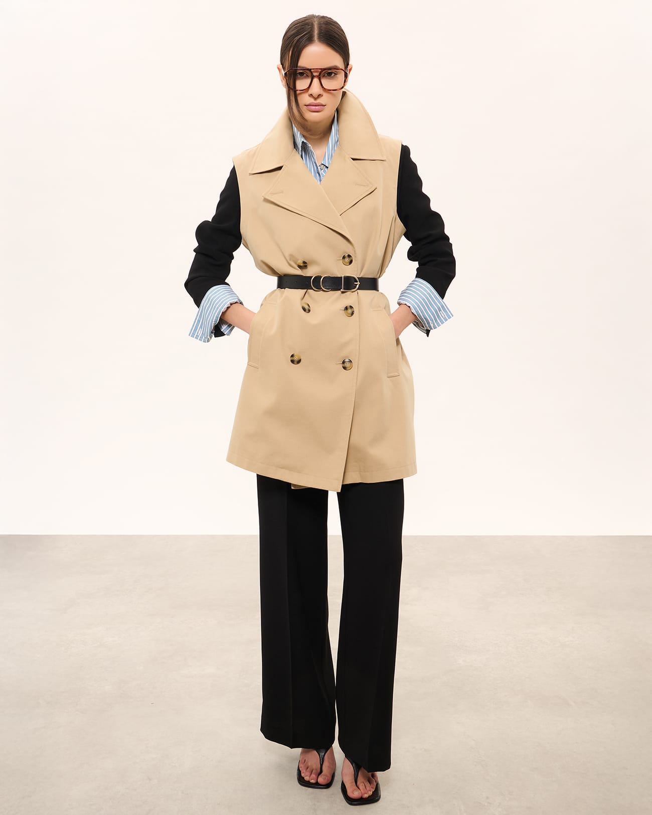 Tadao coat Beige modular trench coat ZAPA