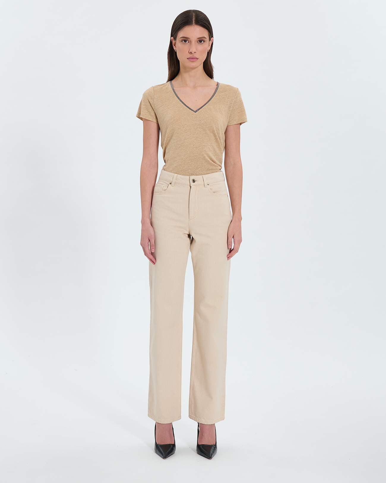 Jean PamCrop Beige cropped jeans ZAPA