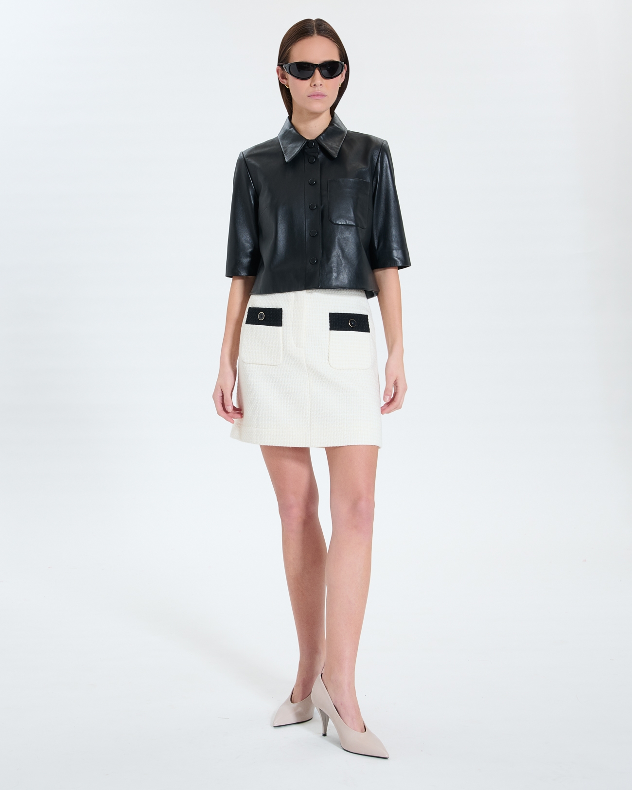 Josia skirt Ecru tweed trapeze skirt ZAPA