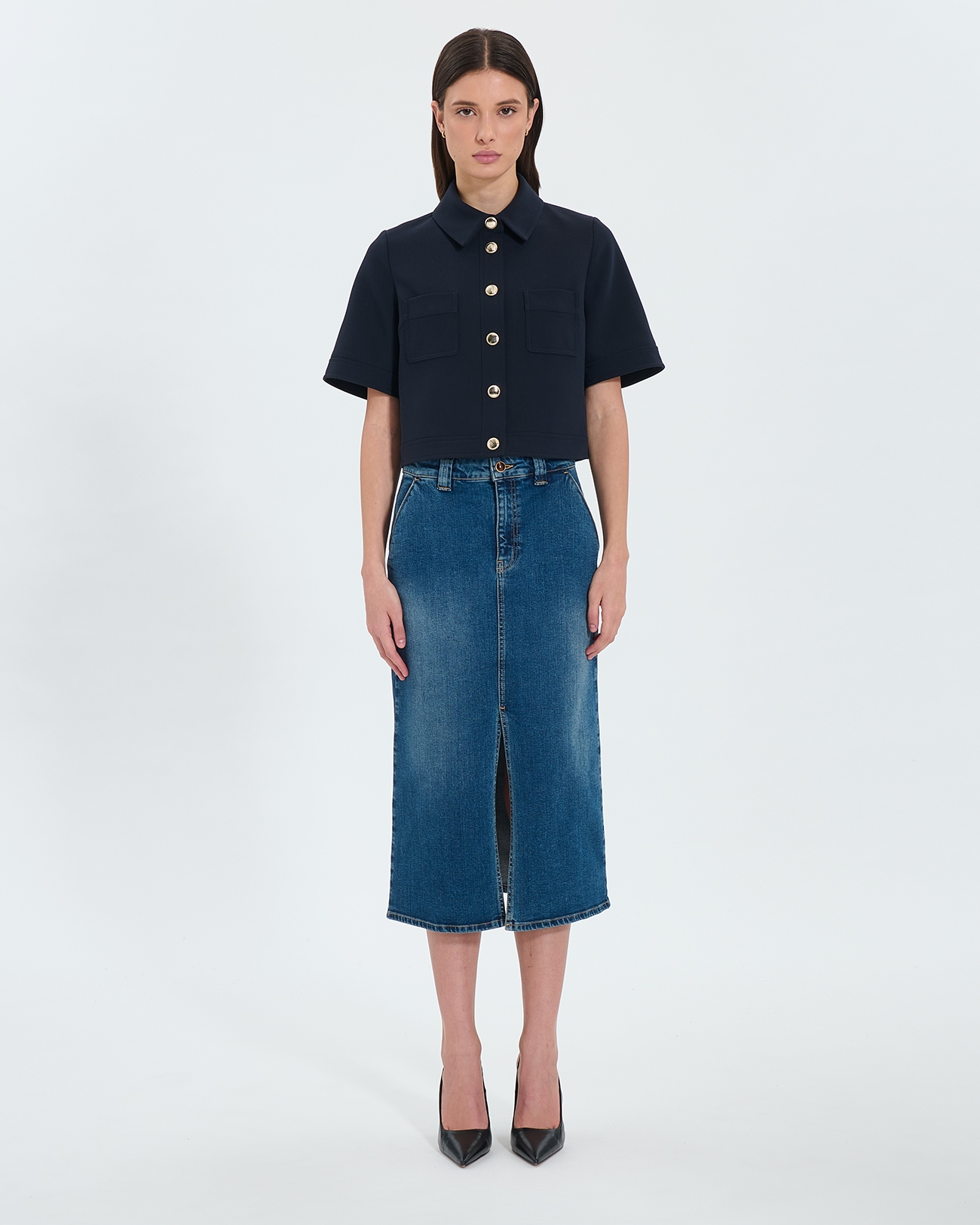 Jude skirt Long dirty light blue denim skirt ZAPA