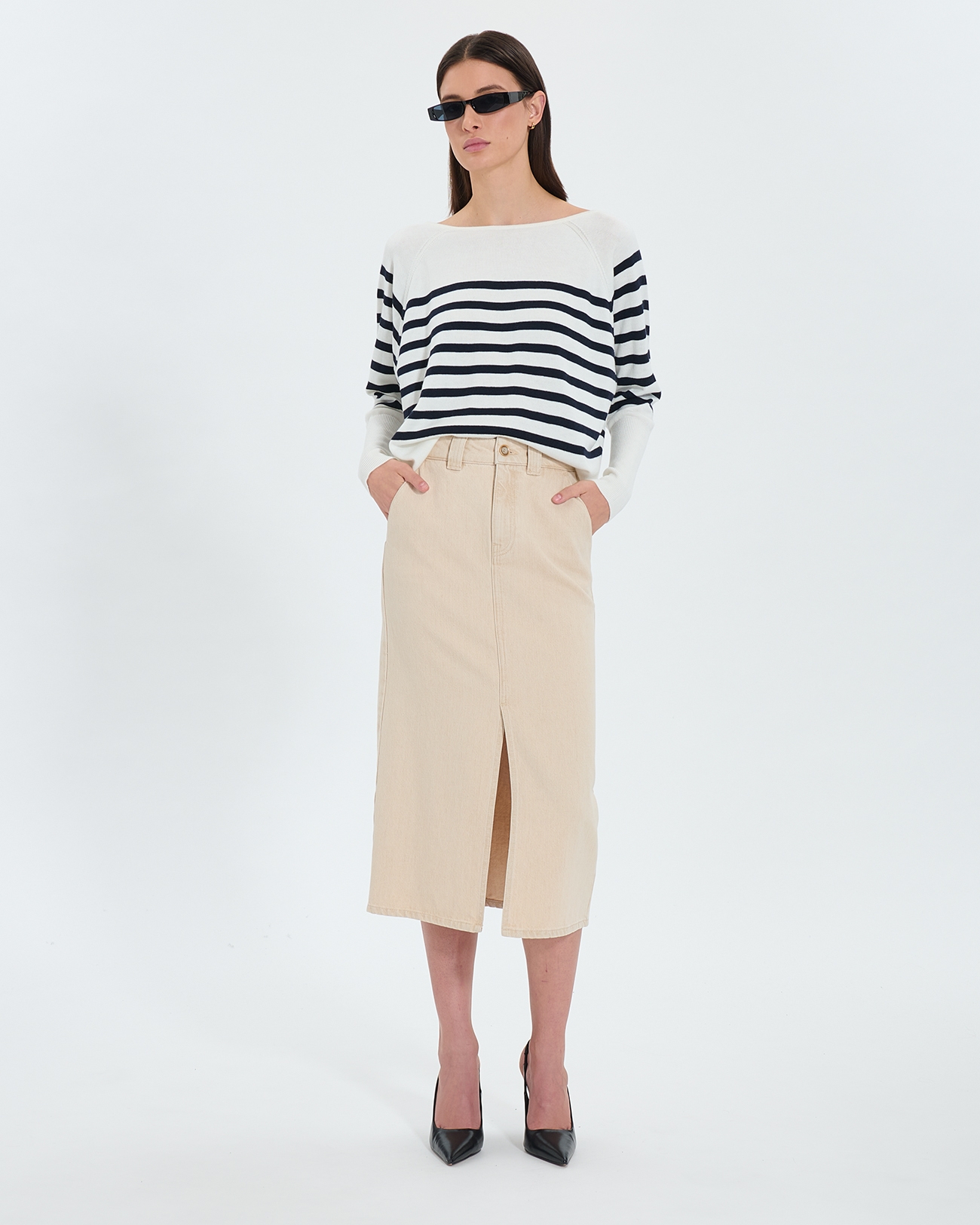 Jude skirt Long beige denim skirt ZAPA