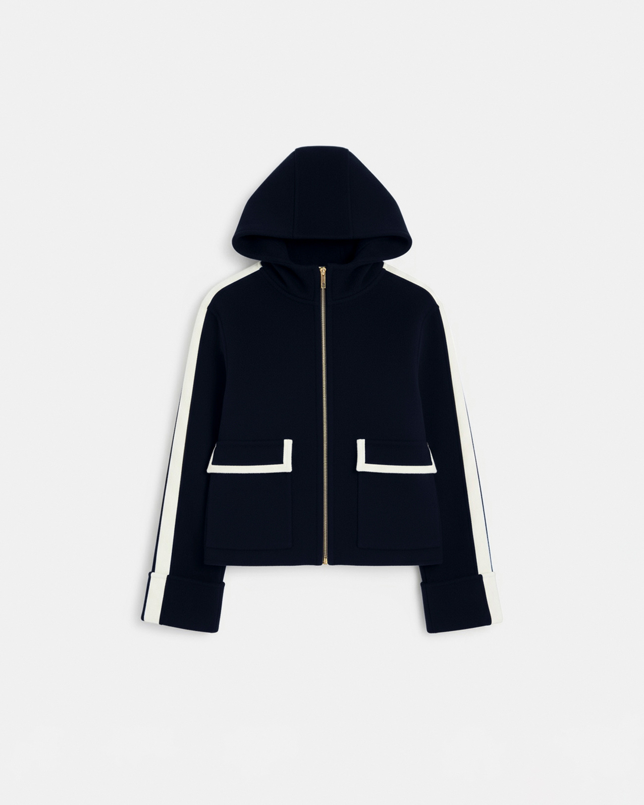 Marja coat Nocturnal two-tone wool coat with leather outline ZAPA