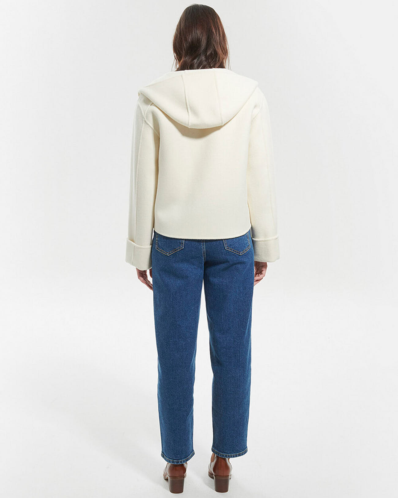 Marjy coat Ecru wool coat with leather outline ZAPA