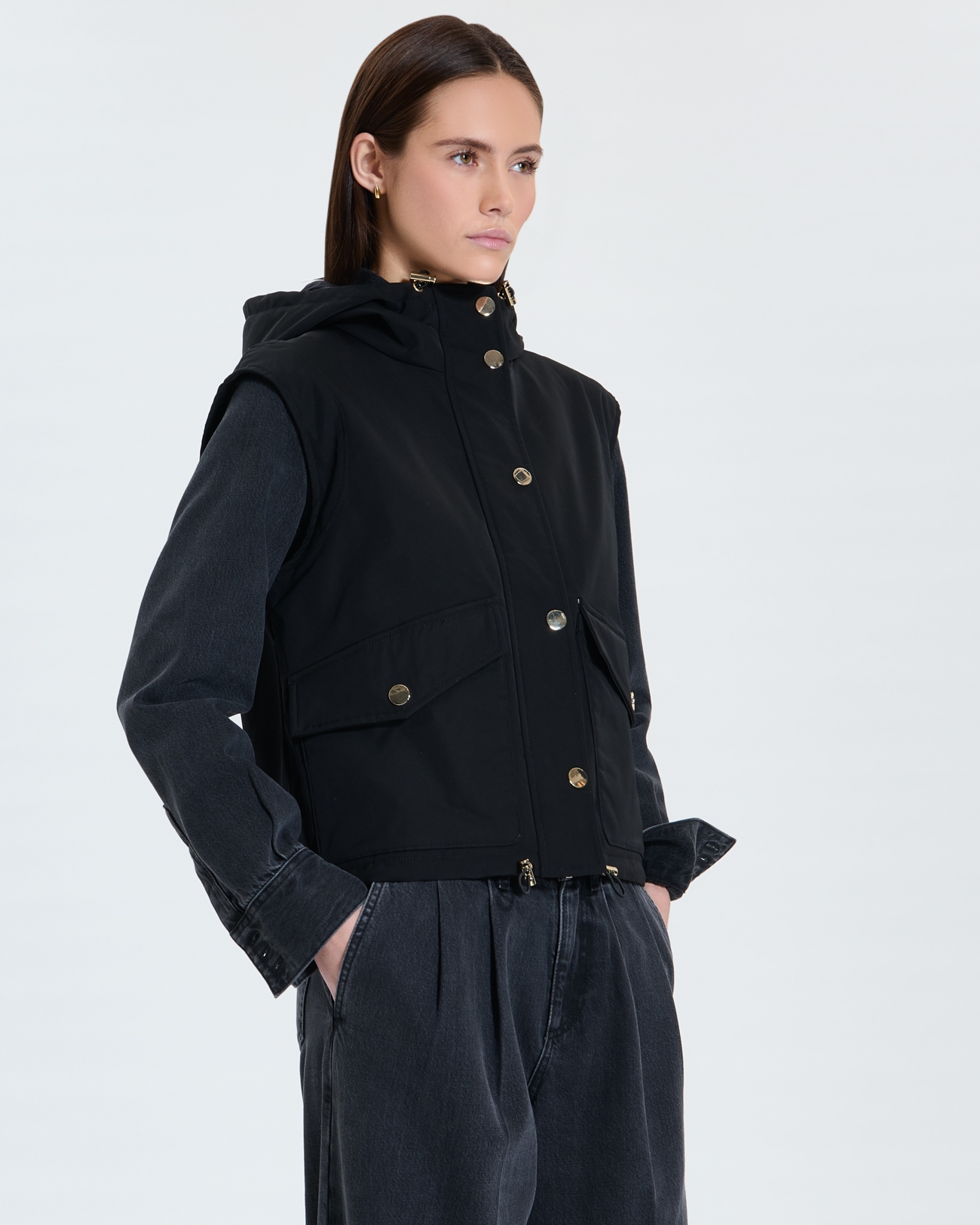 Maeli coat Black sleeveless coat ZAPA