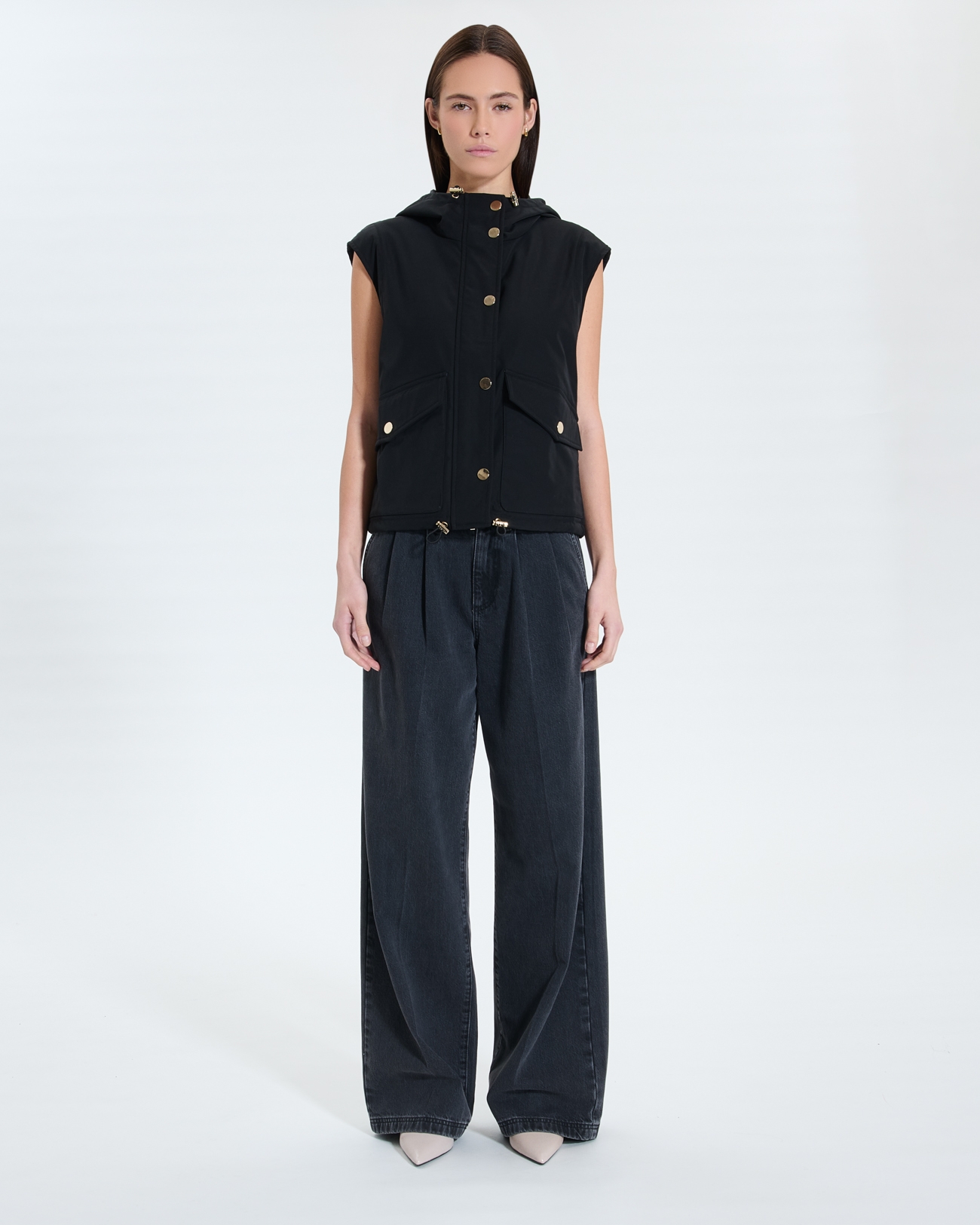 Maeli coat Black sleeveless coat ZAPA