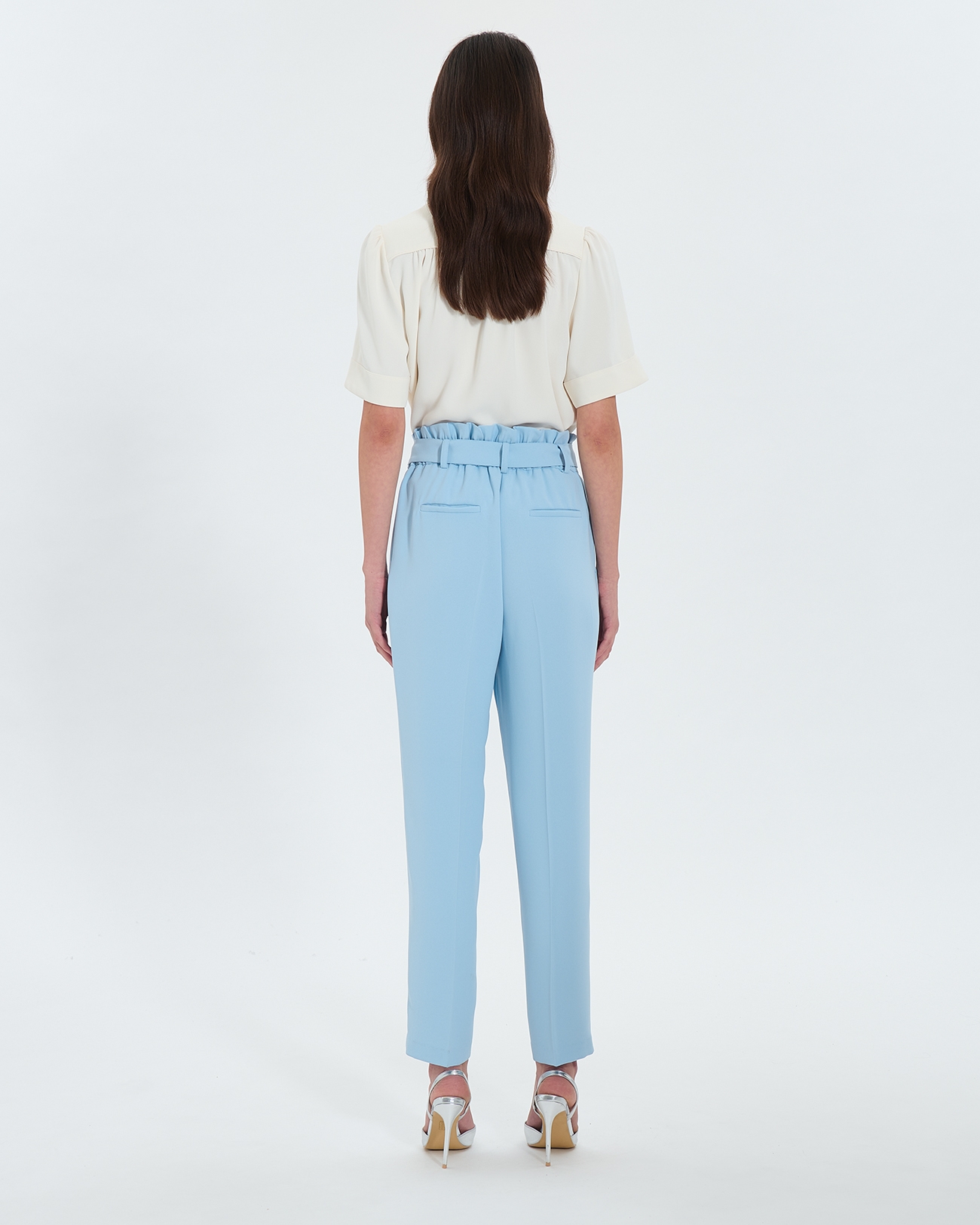 Patricia pants Blue crepe cigarette pants ZAPA
