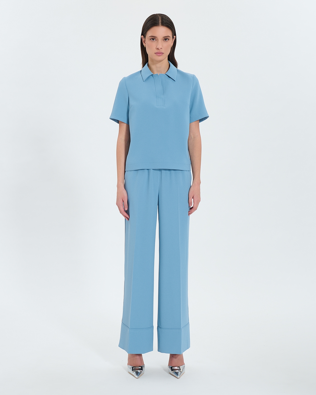 Po&eacute;sie Pants Hydrangea blue flowing pants ZAPA