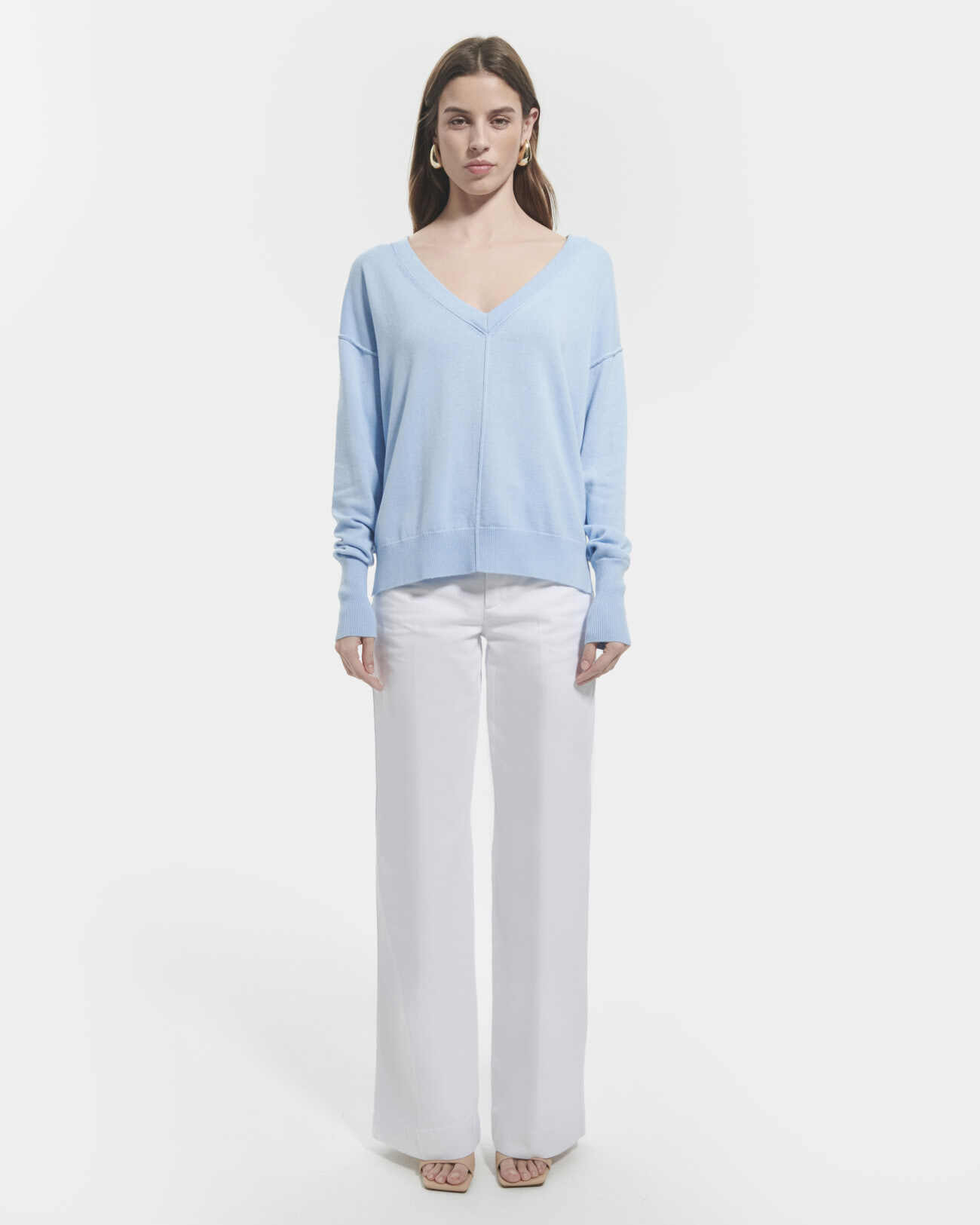 Pucci sweater Thin sky blue V-neck sweater ZAPA