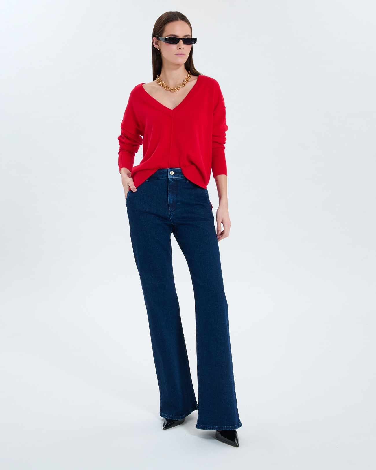 Pucci sweater Thin red V-neck sweater ZAPA