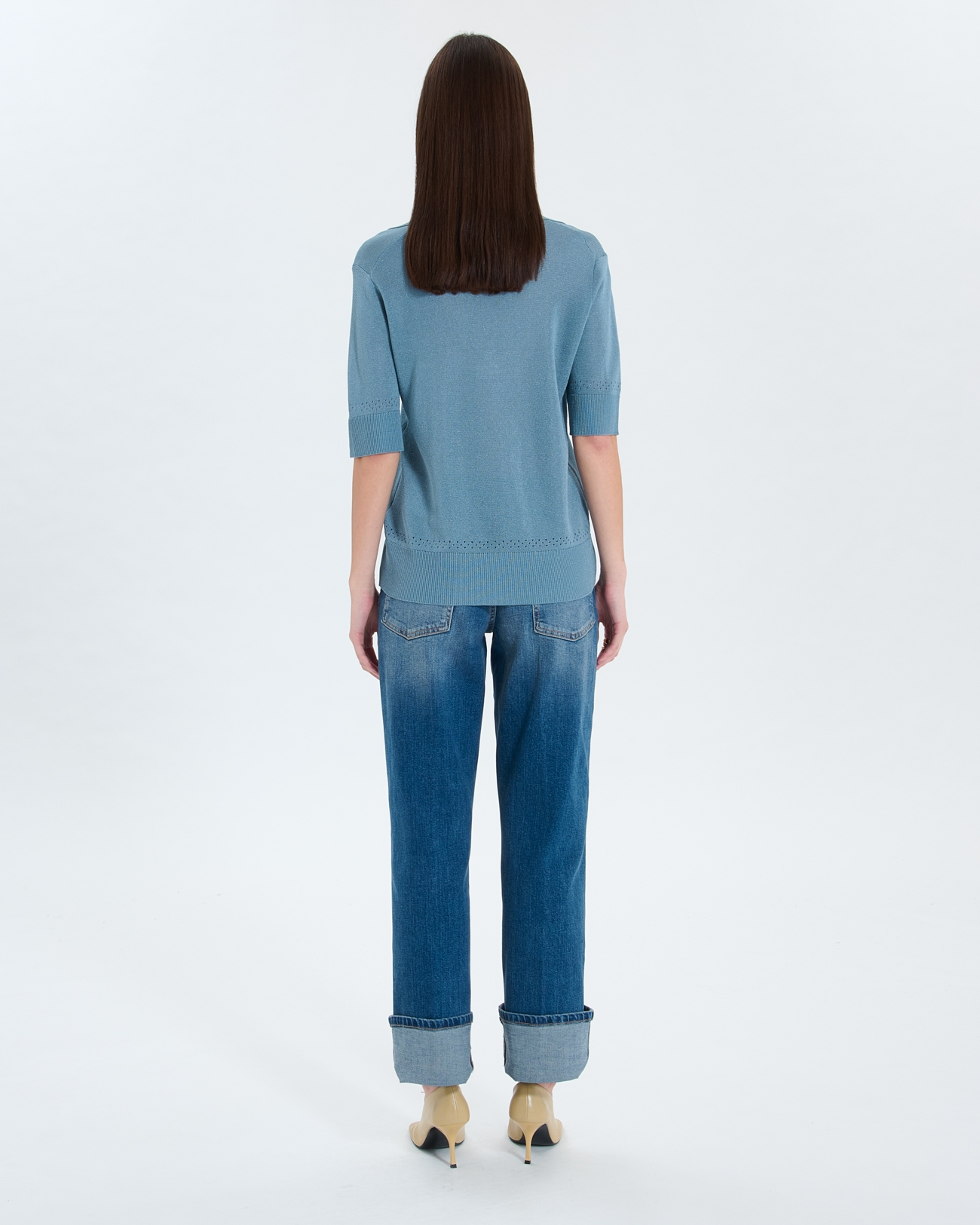 Namba sweater Blue cuffed V-neck sweater ZAPA