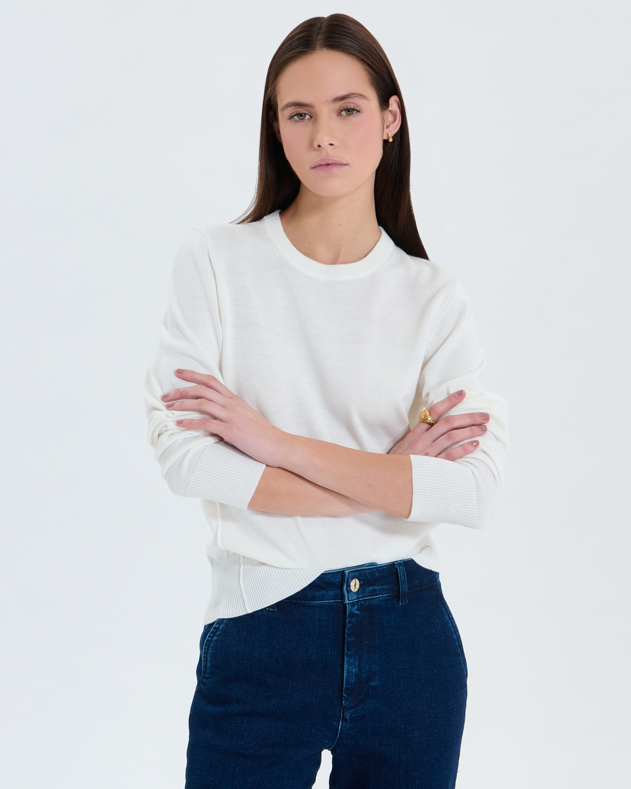 Puccino sweater Fine ecru V-neck sweater ZAPA