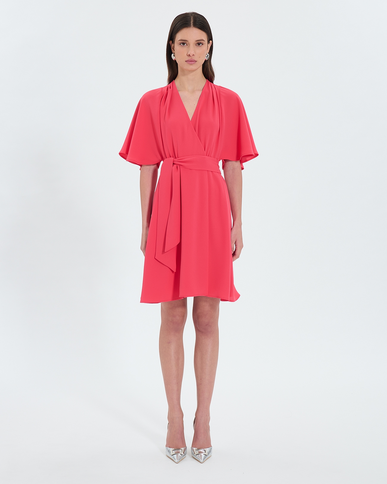 Russel dress Coral crepe wrap dress ZAPA