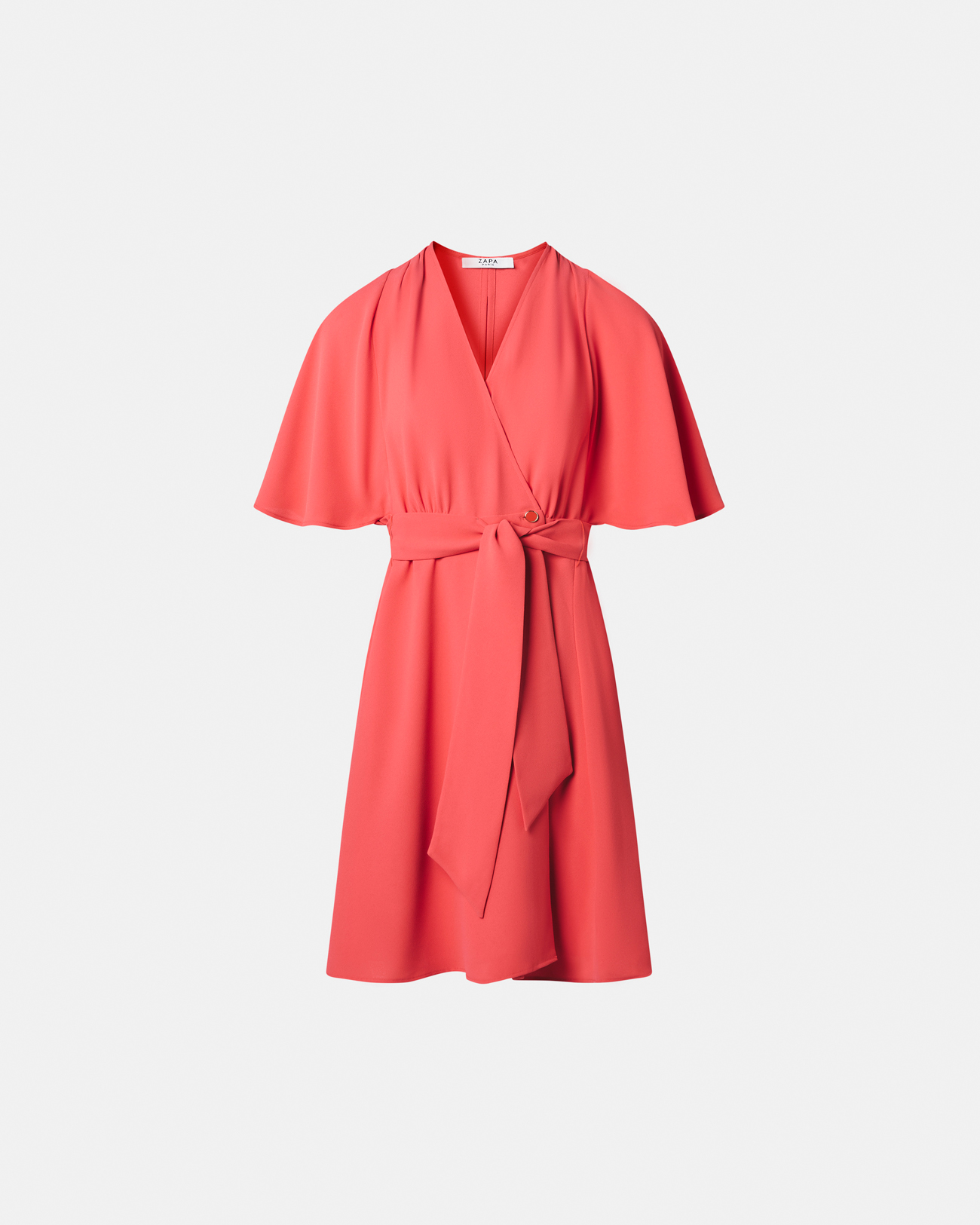 Russel dress Coral crepe wrap dress ZAPA