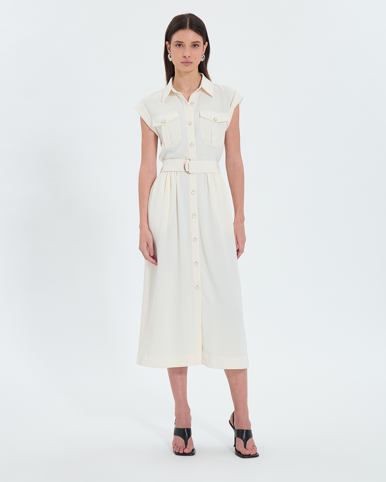 Ryad dress Ecru midi safari dress ZAPA