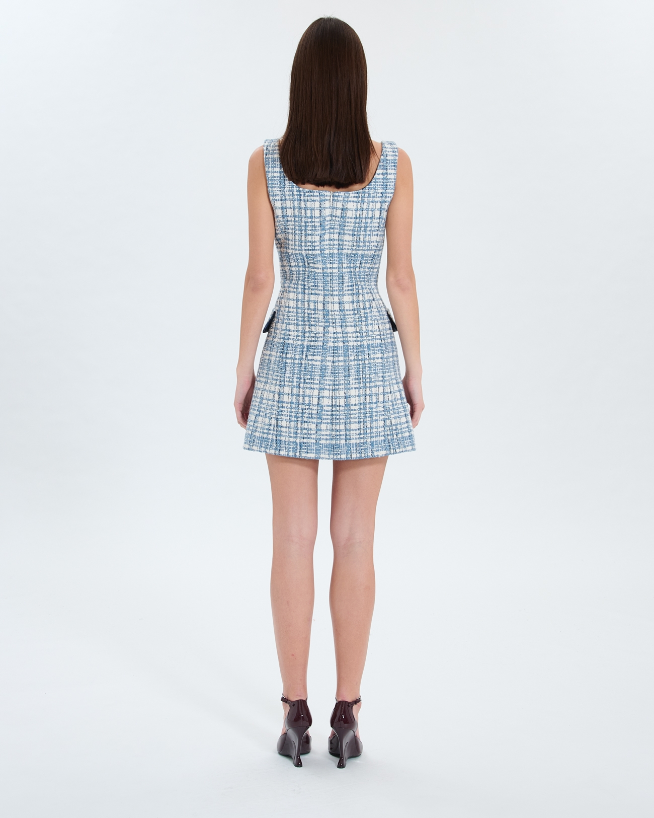 Rea dress Short blue tweed dress ZAPA