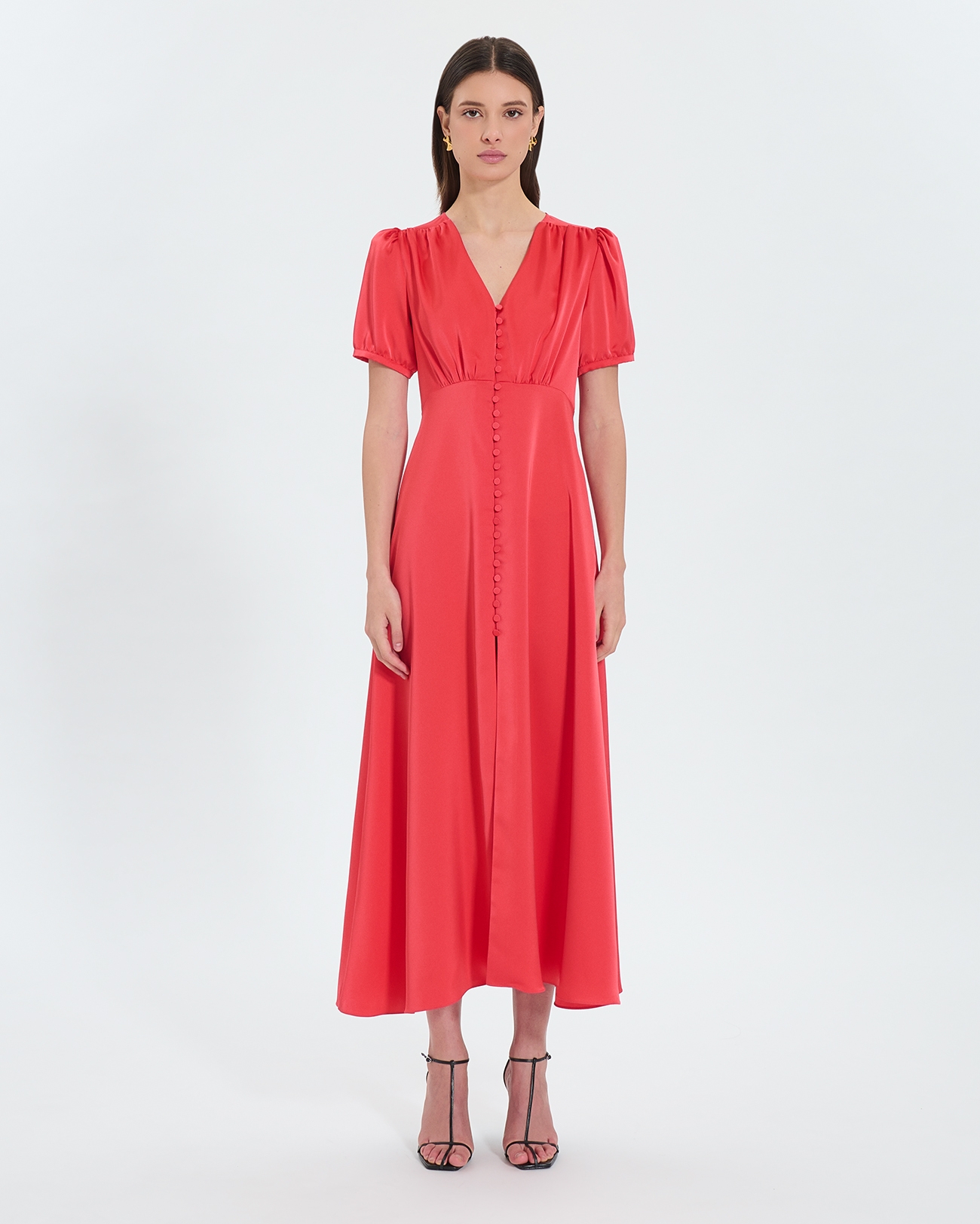 Romarin Dress Long coral satin dress ZAPA