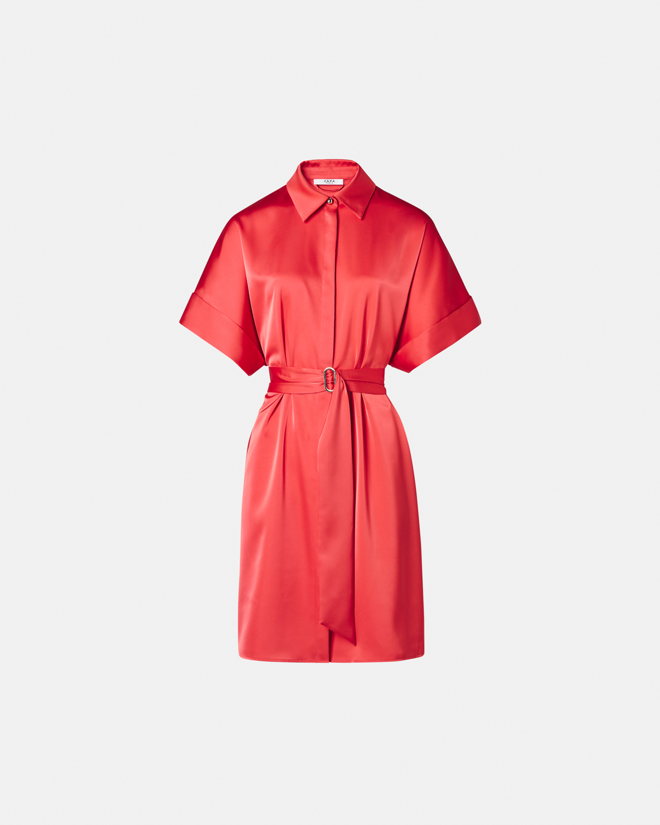 Romille dress Coral satin shirt dress ZAPA