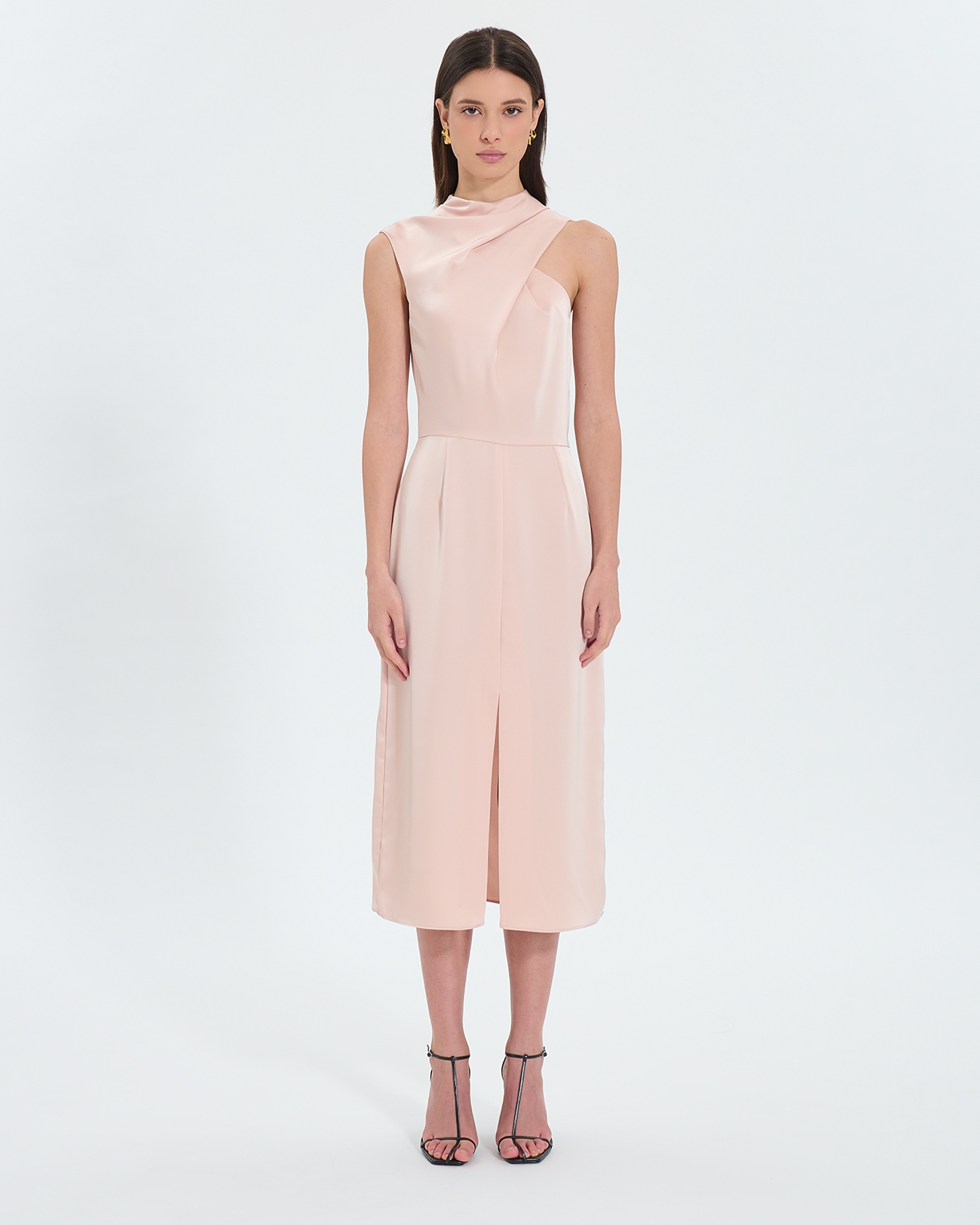 Ryvana dress Nude satin asymmetrical dress ZAPA