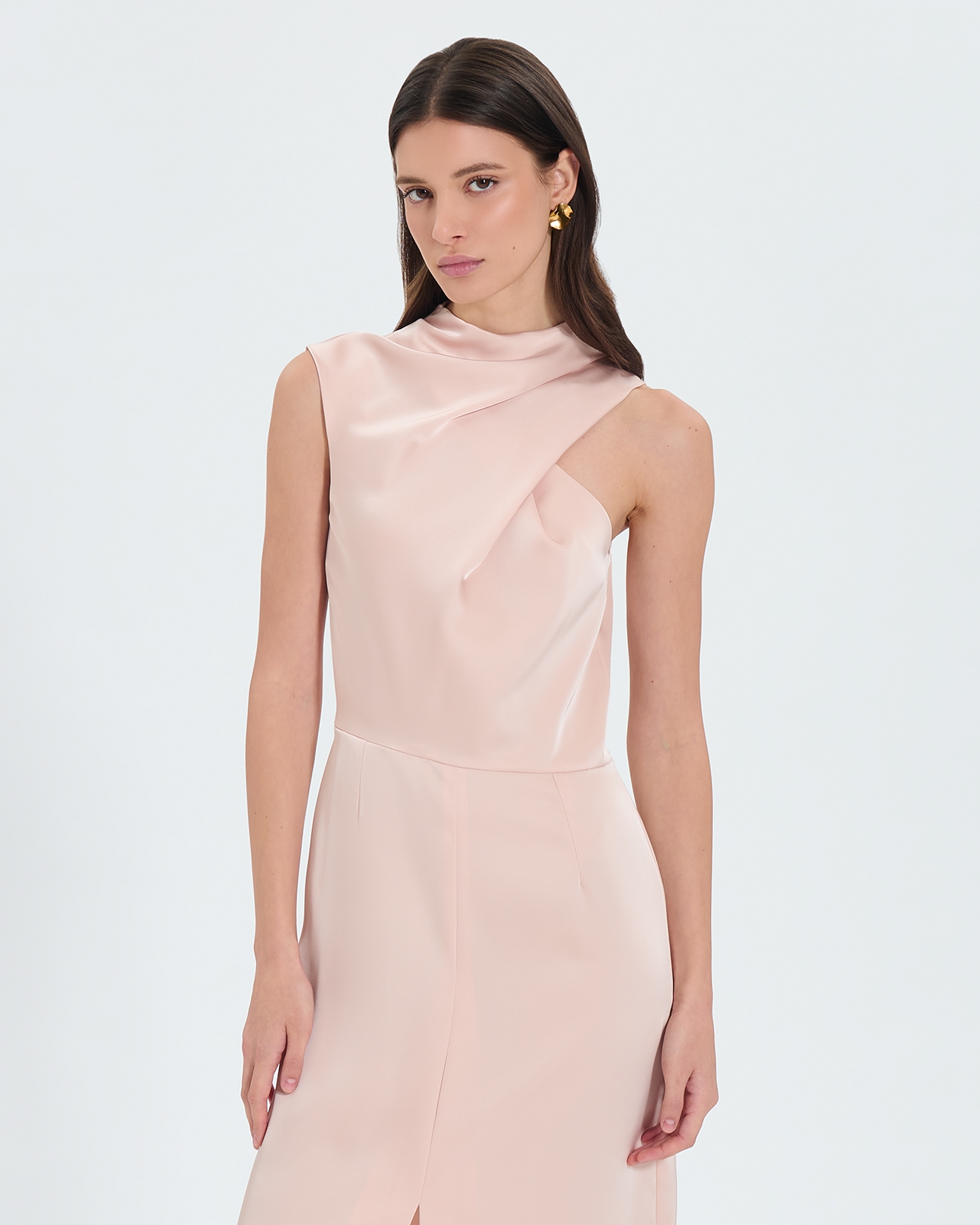 Ryvana dress Nude satin asymmetrical dress ZAPA