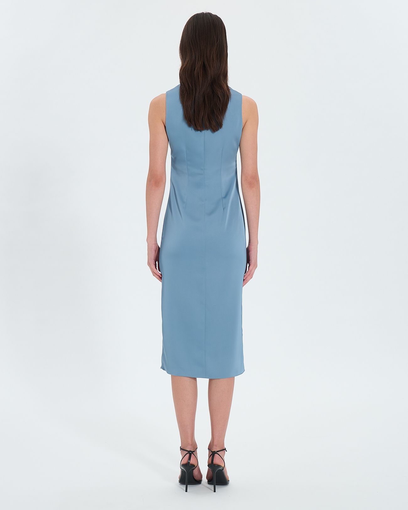 Roel dress Hydrangea blue satin midi dress ZAPA