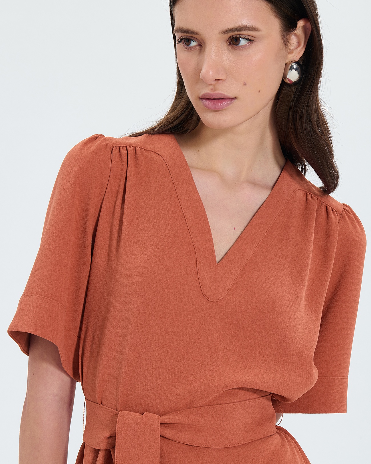 Retie dress Brick crepe straight dress ZAPA