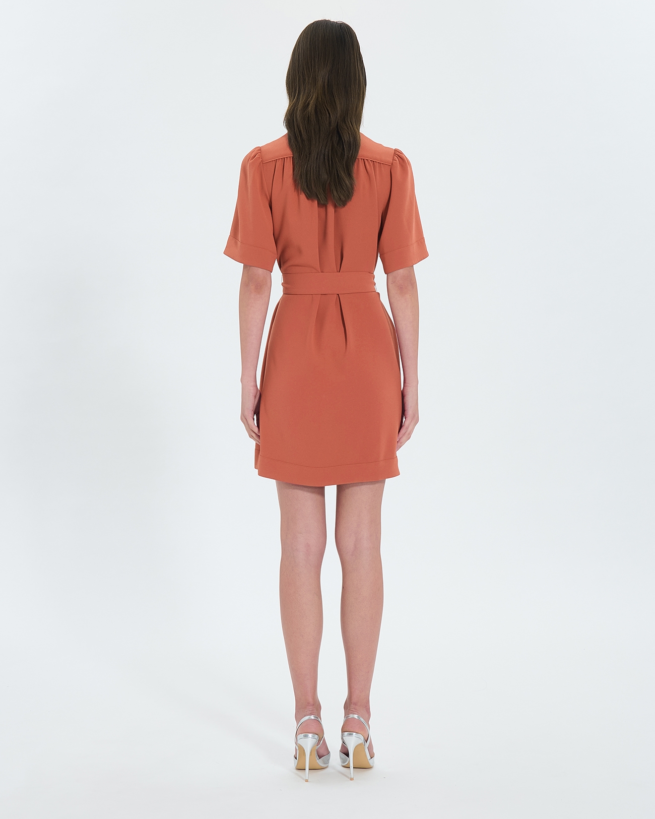 Retie dress Brick crepe straight dress ZAPA
