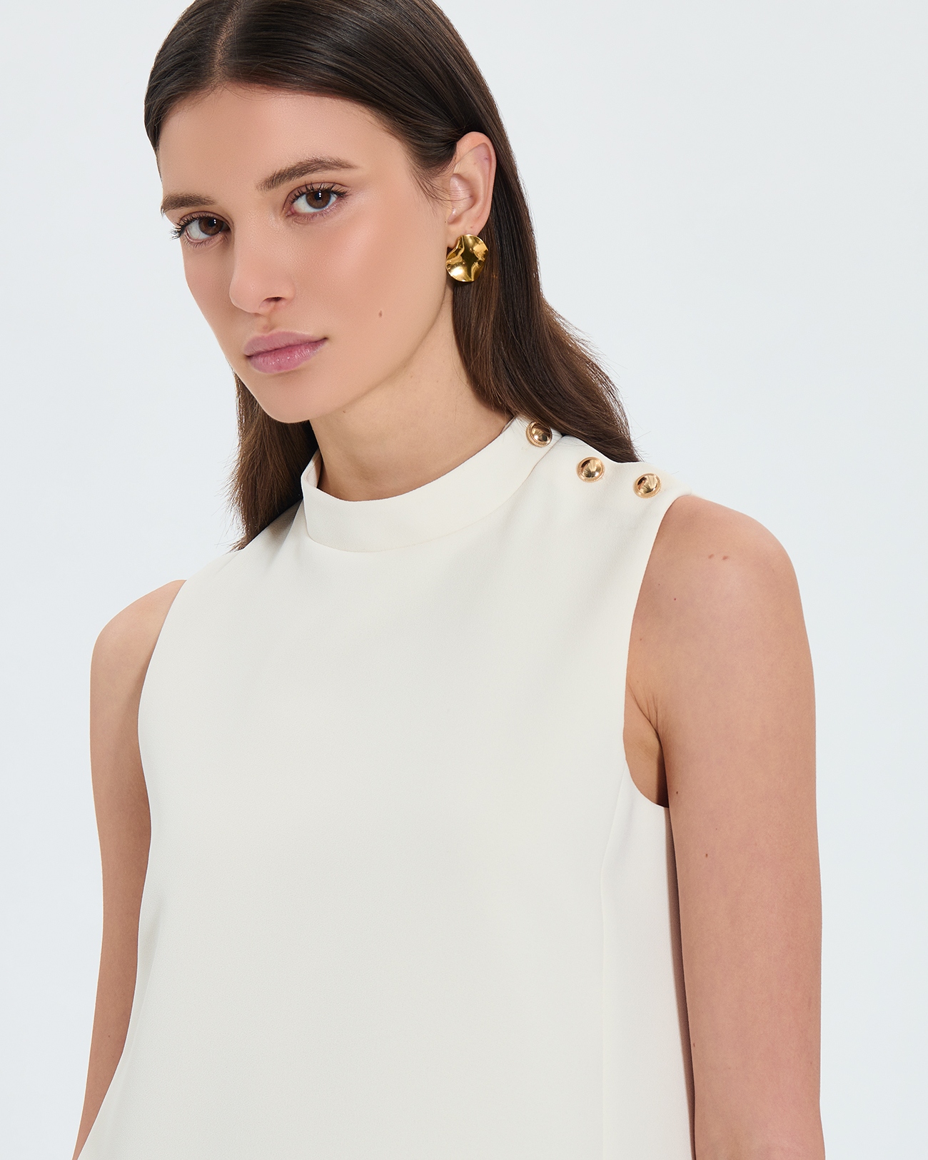 Regente Dress Straight dress in ecru crepe ZAPA