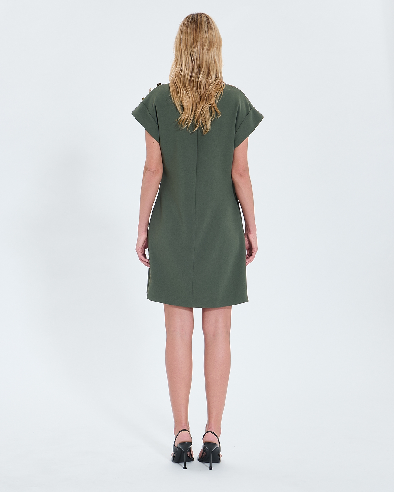 Rehina dress Short khaki crepe dress ZAPA