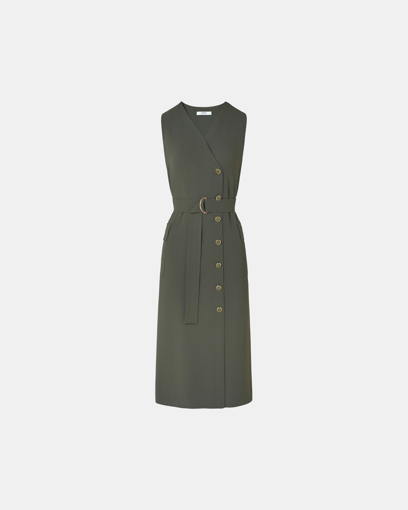 Rumi dress Long khaki crepe dress ZAPA
