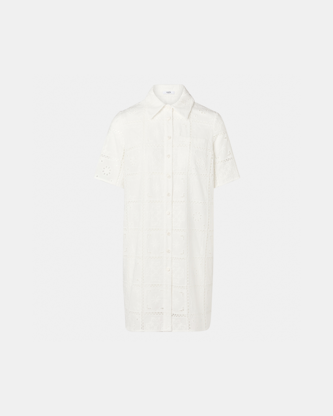 Relina dress Mid-length dress with ecru English embroidery ZAPA