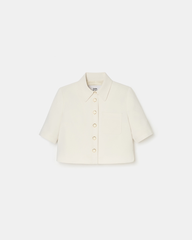Celina shirt Short ecru crepe shirt ZAPA