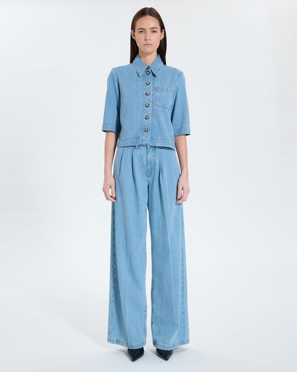 Top Celina Light blue short shirt ZAPA