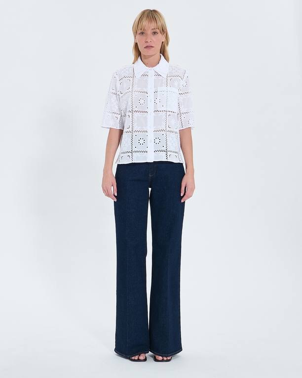 Top Celiana Ecru English embroidery shirt ZAPA