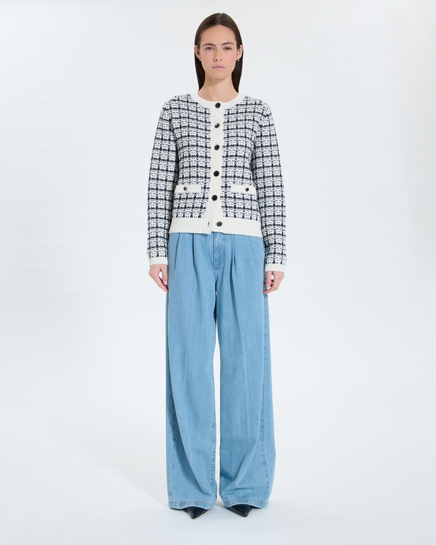 Gates Cardigan Ecru nocturnal two-tone tweed-style vest ZAPA